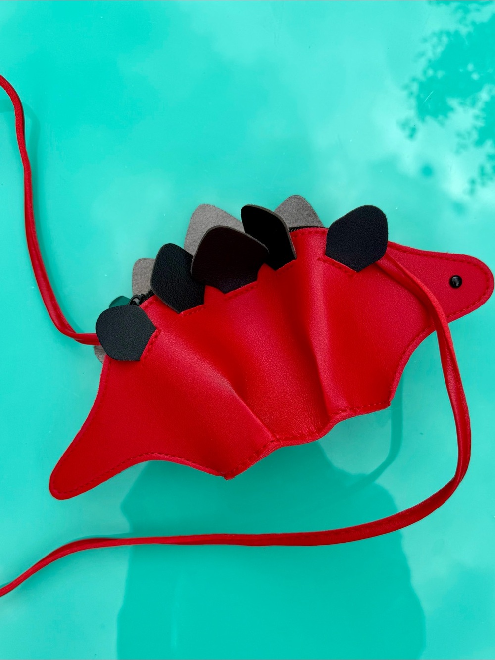 Kids Red Dino Crossbody Bag - Playful Shoulder Purse - Picture 2 of 4